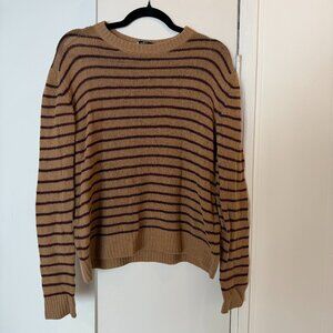 Valentino Striped Knit Pullover Sweater | Camel/Burgundy